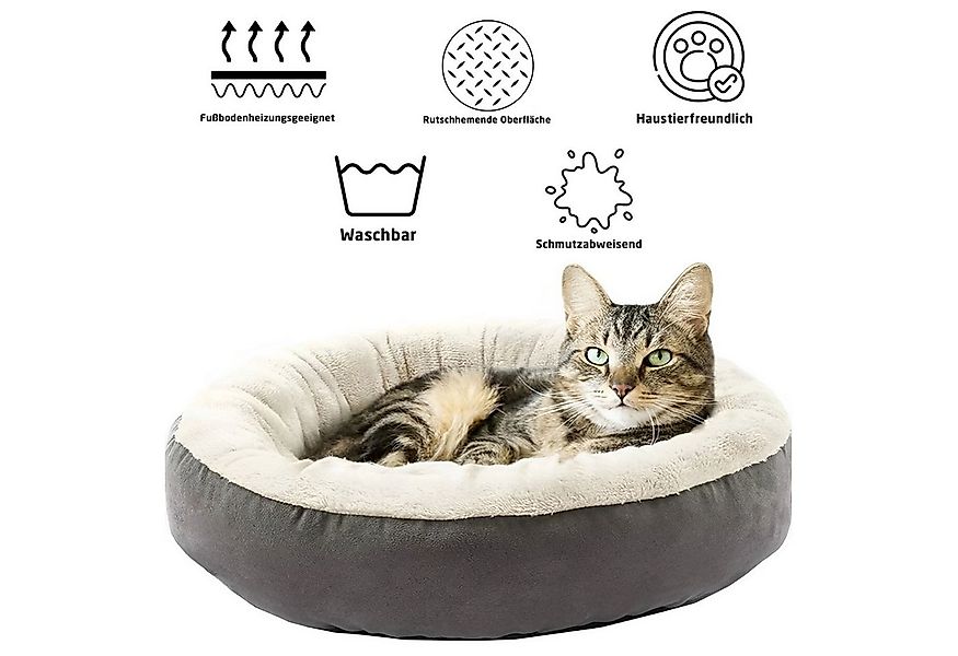 Jungengel Katzenliege Katzenbett Katzenkissen 55cm Grau Rot weich kuschelig günstig online kaufen