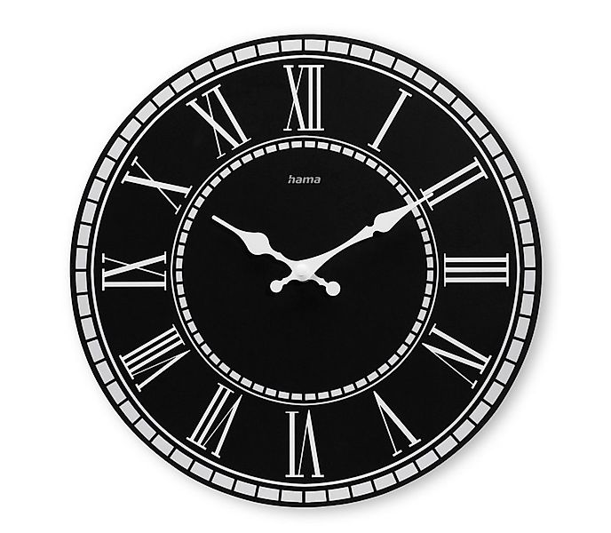 Hama Wanduhr Uhr "Rab", ohne Ticken, Ø 30 cm, Schwarz (Vintage, geräuscharm günstig online kaufen