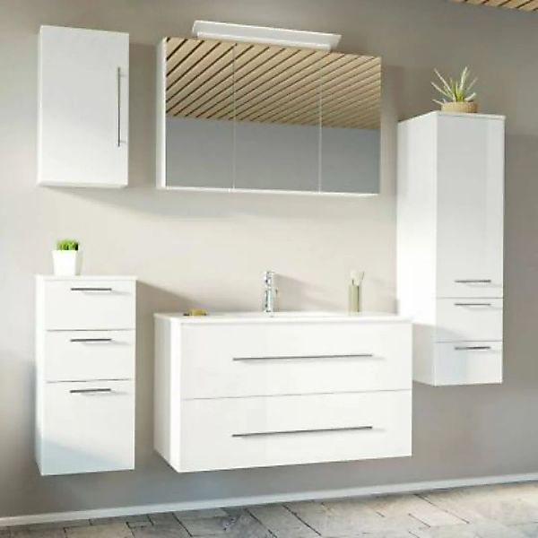 Lomadox Badezimmermöbel Set ABUJA-02 mit 100cm Mineralguss-Waschtisch & LED günstig online kaufen