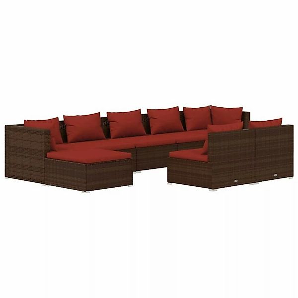 vidaXL 9-tlg Garten-Lounge-Set mit Kissen Braun Poly Rattan Modell 4 günstig online kaufen