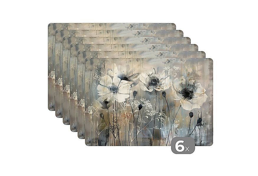 MuchoWow Platzset Blumen - Pflanzen - Grau - Abstrakt, (6-St), Platzsets, T günstig online kaufen