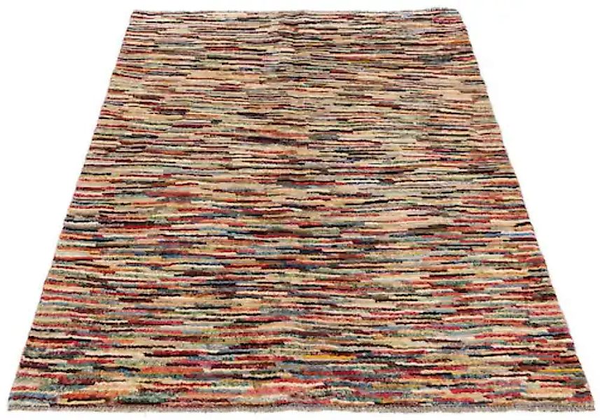 morgenland Wollteppich »Streifen Multicolore 155 x 128 cm«, rechteckig, Han günstig online kaufen