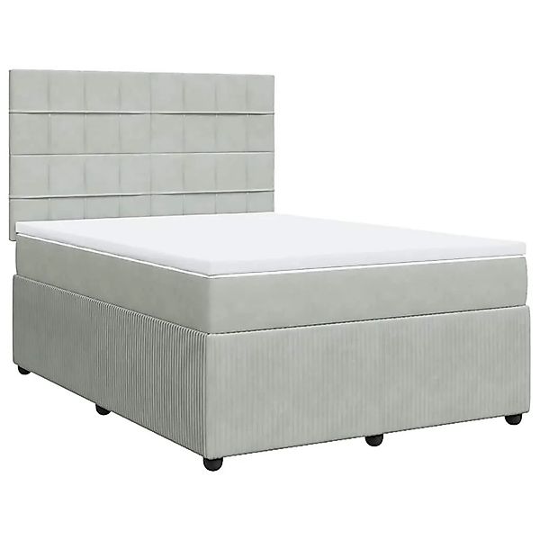 vidaXL Boxspringbett mit Matratze Hellgrau 140x190 cm Samt 3292334 günstig online kaufen