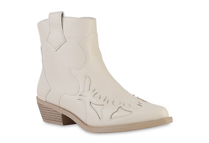 VAN HILL 840901 Cowboy Boots Damen Cowboy Boots Stiefeletten Spitze Holzopt günstig online kaufen