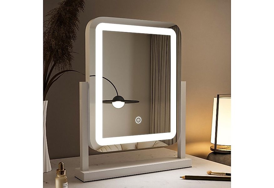 WDWRITTI Schminkspiegel LED Streifen Kosmetikspiegel Tischspiegel mit 3Lich günstig online kaufen