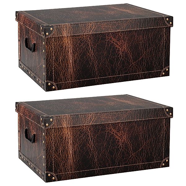 Home4You Aufbewahrungsbox Aufbewahrungsboxen 2er Set, Braun, günstig online kaufen