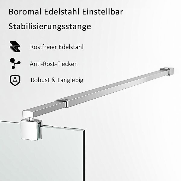 Boromal Duschwand-Stabilisationsstange Haltestange für 5-10 mm Walk In Dusc günstig online kaufen