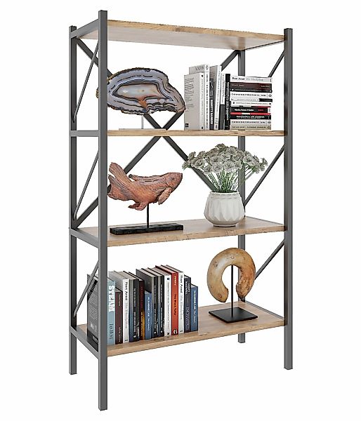 VCM Standregal "Holz Metall Stand Regal Büro Bücher Insasi 4fach" günstig online kaufen