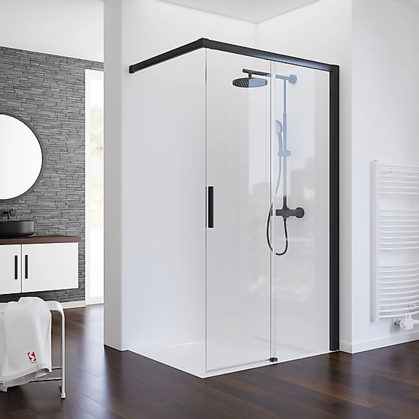 Schulte Schiebetür Walk In Mattschwarz 100 cm x 200 cm DIN Rechts günstig online kaufen