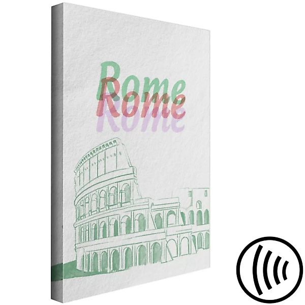 Leinwandbild Buntes Rom - minimalistische Grafiken mit Colosseum und Schrif günstig online kaufen