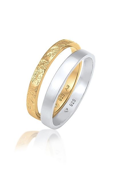 Elli Ring-Set Bandring Basic Gehämmert Schmuck Geschenk (Set 2-tlg) 925 Sil günstig online kaufen