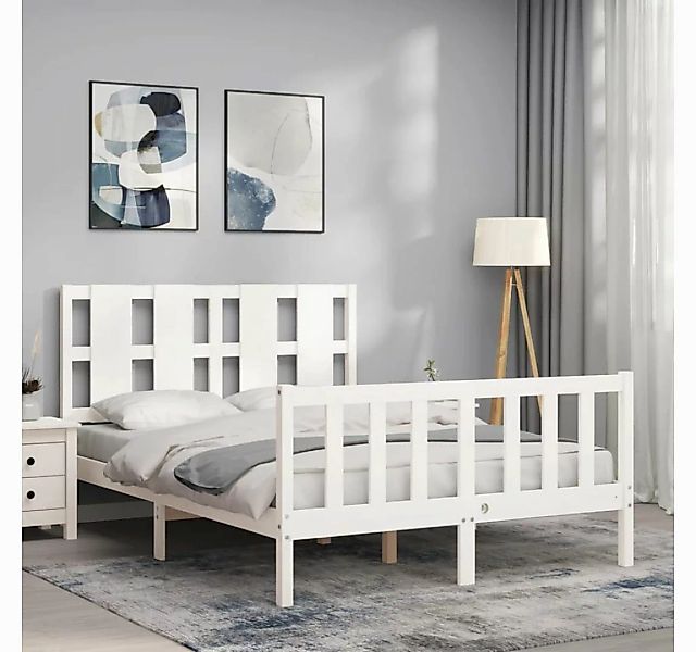 vidaXL Bett Massivholzbett ohne Matratze Weiß 120x200 cm Kiefernholz günstig online kaufen