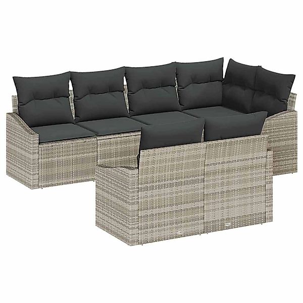 vidaXL Garten-Sofa-Set 7-Tlg Hellgrau Poly Rattan 3346762 günstig online kaufen