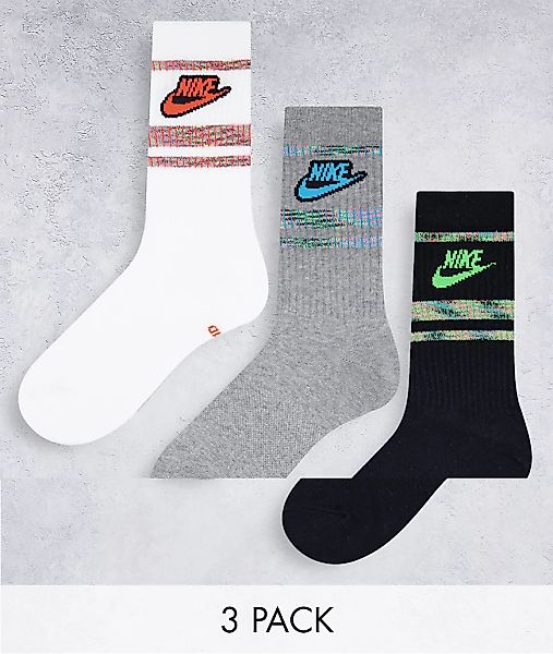 Nike – Everyday Essentials – Socken im 3er-Pack in Schwarz/Grau/Weiß mit bu günstig online kaufen