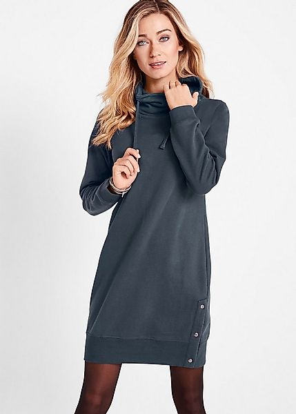 bonprix Sweatkleid mit hohem Stehkragen und Druckknöpfen seitwärts günstig online kaufen