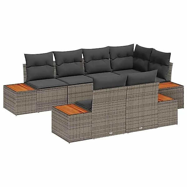 vidaXL Gartensofa-set mit Kissen mit Speicher 7-Tlg Grau Poly-Rattan 335677 günstig online kaufen