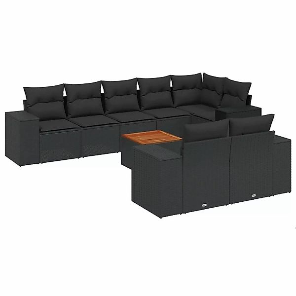 vidaXL 9-tlg Garten-Sofagarnitur mit Kissen Schwarz Poly Rattan Modell 125 günstig online kaufen