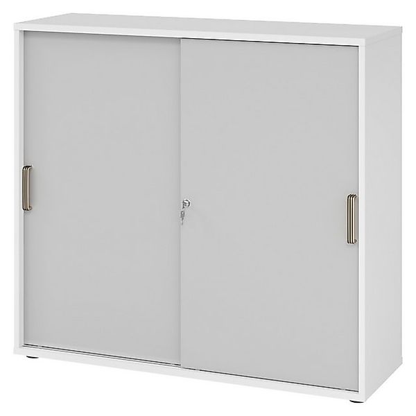 bümö Aktenschrank office Schiebetürenschrank Dekor: Weiß/Grau - Griffe: Str günstig online kaufen