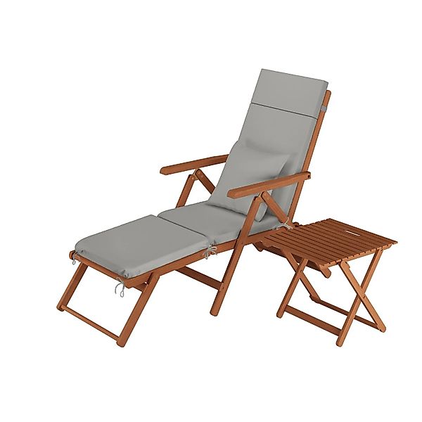 Erst-Holz Deckchair Balkonstuhl Klassische Balkonliege mit Tisch 10-200 Pol günstig online kaufen
