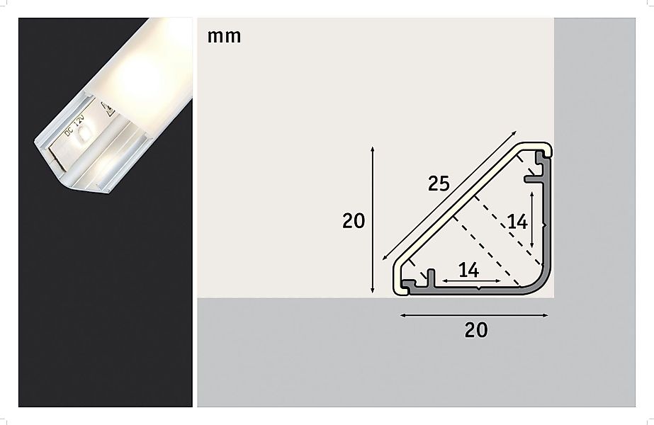 Paulmann YourLED Delta Profil mit Diffusor, 1m alu günstig online kaufen