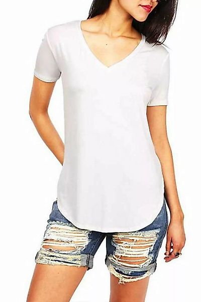 HWCTHFH Shirtbluse Klassisch geschnittenes Damen-T-Shirt mitund V-Ausschnit günstig online kaufen