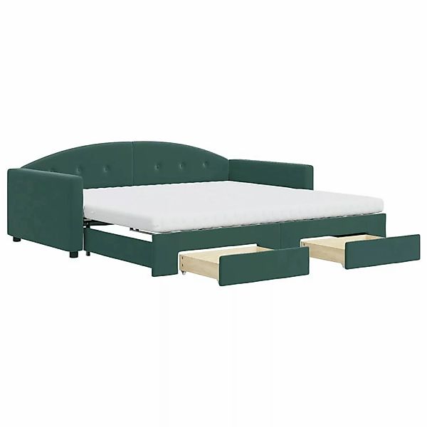 vidaXL Tagesbett Ausziehbar mit Schubladen Dunkelgrün 100x200 cm Samt184748 günstig online kaufen