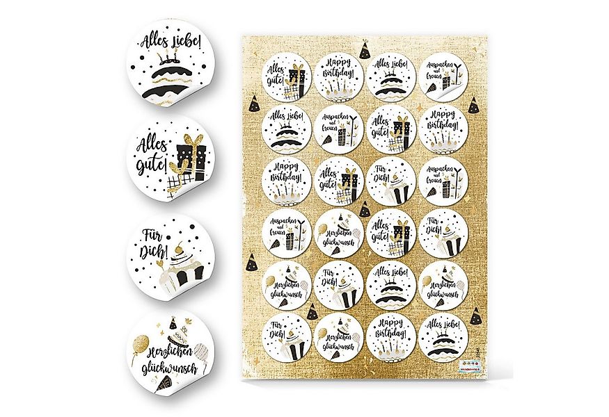 Logbuch-Verlag Dekofigur Geburtstagsaufkleber Glückwunsch schwarz weiß gold günstig online kaufen