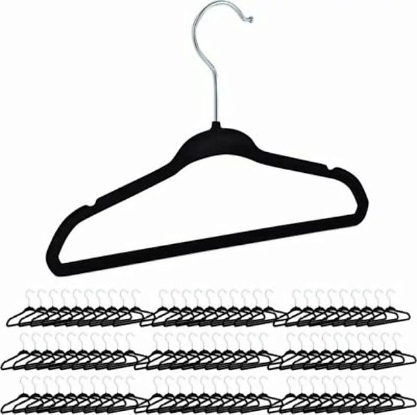 relaxdays 90 x Kinderkleiderbügel Samt schwarz günstig online kaufen