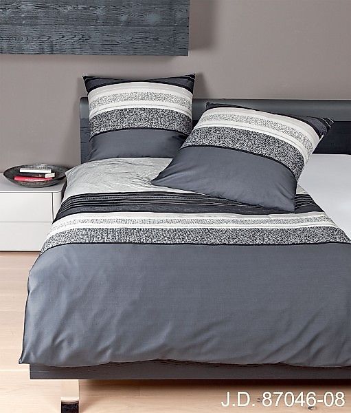 Janine Janine Mako-Satin Bettwäsche J.D. 87046 graphit schwarz Größe:  155x günstig online kaufen