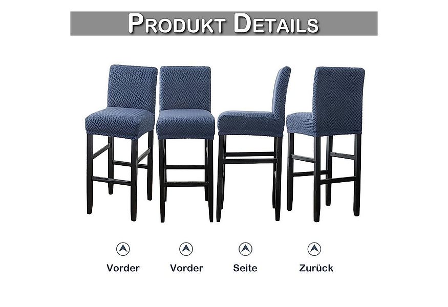 Sunicol Stuhlhusse Spandex, Jacquard, Stretch, für Theke Pub Esszimmer Cafe günstig online kaufen