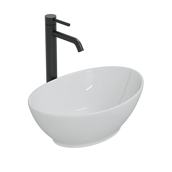 HAGO Aufsatzwaschbecken Keramik 41x33x14cm Weiß Schalenform günstig online kaufen