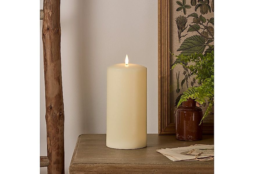 Lights4fun LED-Kerze TruGlow® LED Stumpenkerze Echtwachs breit 20cm günstig online kaufen