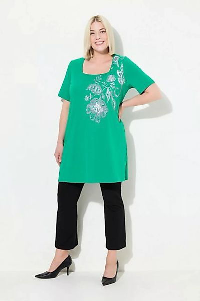 Ulla Popken Longshirt Longshirt A-Linie Blumendruck ab der Schulter günstig online kaufen