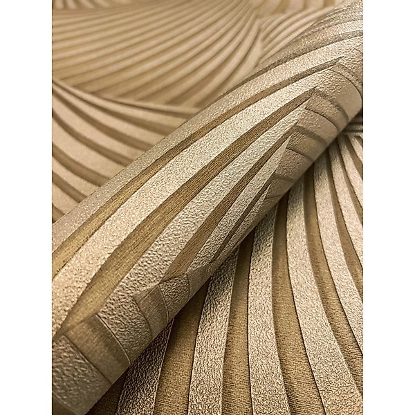 Newroom Vliestapete Sadou Gold Fächer Modern Strukturiert FSC® günstig online kaufen