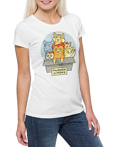 Urban Backwoods Print-Shirt Thunder Kittens Damen T-Shirt Katzen Cats Thund günstig online kaufen
