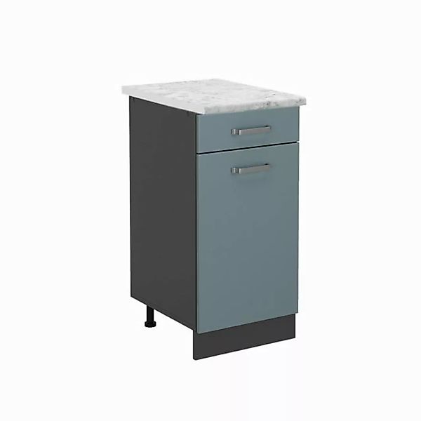 Vicco Unterschrank R-Line, Blau-Grau/Anthrazit, 40 cm AP Marmor günstig online kaufen