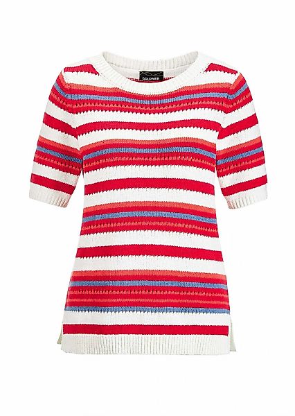 GOLDNER Rundhalspullover "Streifenpullover mit U-Boot-Ausschnitt" Seitennah günstig online kaufen