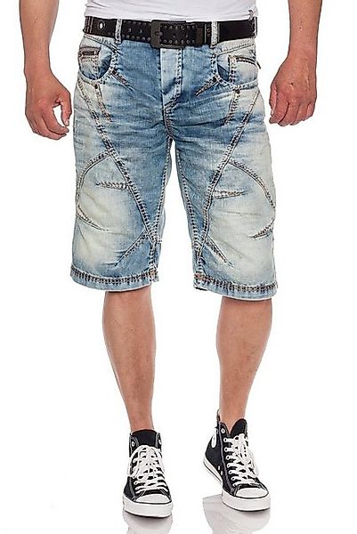 Cipo & Baxx Jeansshorts hellblau mit Ziernähten günstig online kaufen