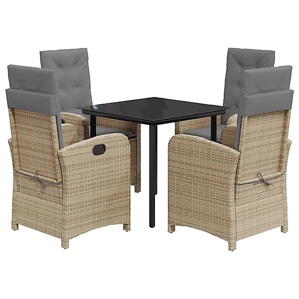 vidaXL 5-Tlg Garten-Essgruppe mit Kissen Beigemischung Poly Rattan 3212401 günstig online kaufen