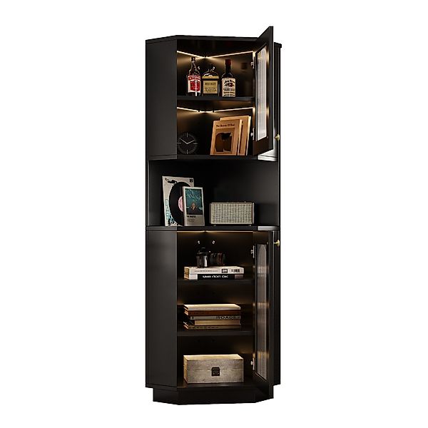 MODFU Highboard Badschrank mit Lichtleiste (Badschrank, günstig online kaufen