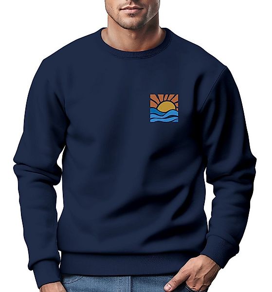 Neverless Sweatshirt Sweatshirt Herren Logo Print Sommer Sonne Welle Strand günstig online kaufen