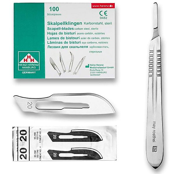 May Cuttermesser Skalpellklingen Set Fig. 20 (100 Stk) aus Karbonstahl, ste günstig online kaufen