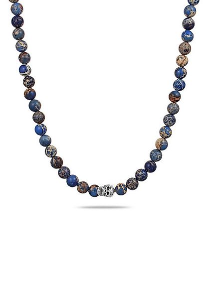 Kuzzoi Silberkette Steinkette Totenkopf Achat Blau 925 Sterling Silber günstig online kaufen