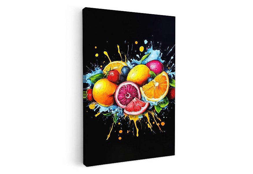 OneMillionCanvasses® Leinwandbild Obst - Graffiti - Bunt - Orange - Erdbeer günstig online kaufen