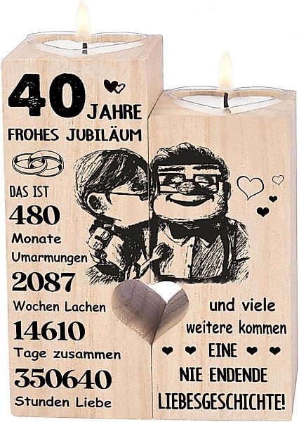 LuxusKollektion Kerzenständer Rubinhochzeit Geschenk Kerzenhalter Holz günstig online kaufen