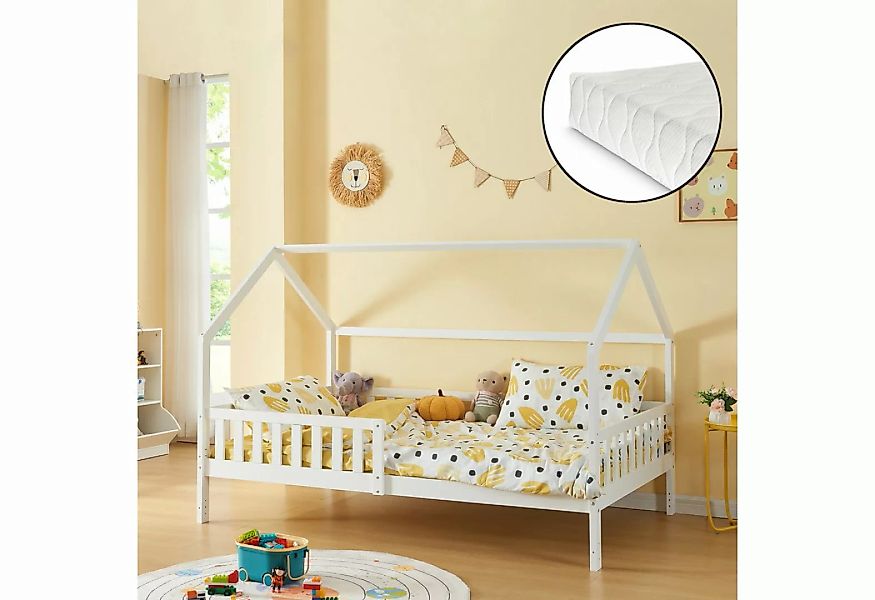 en.casa Kinderbett, »Ydre« Hausbett mit Matratze Holz 120 x 200 cm Weiß günstig online kaufen