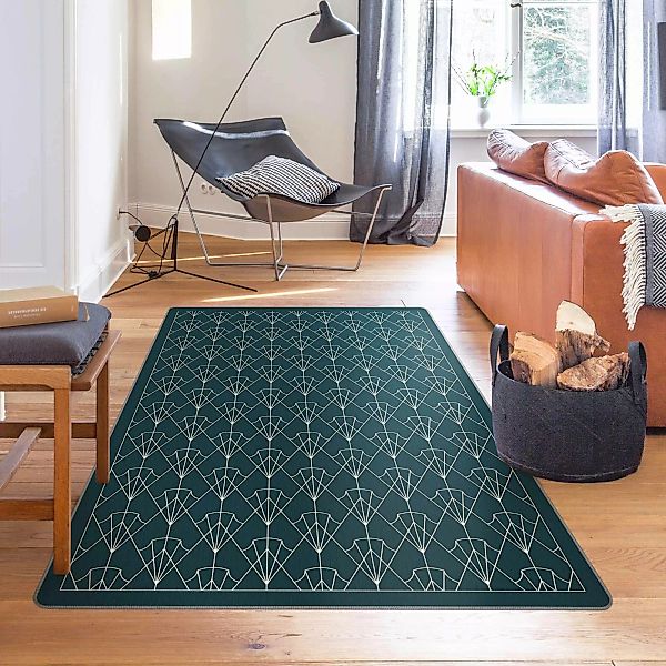Teppich Art Deco Muster Pfeile mit Rahmen günstig online kaufen