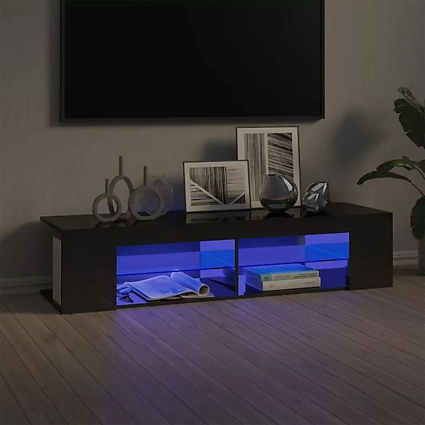 Tv-schrank Mit Led-leuchten Hochglanz-grau 135x39x30 Cm günstig online kaufen