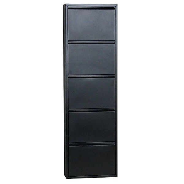 ebuy24 Pisa Schuhschrank mit 5 Klappen in Metall Schwarz günstig online kaufen