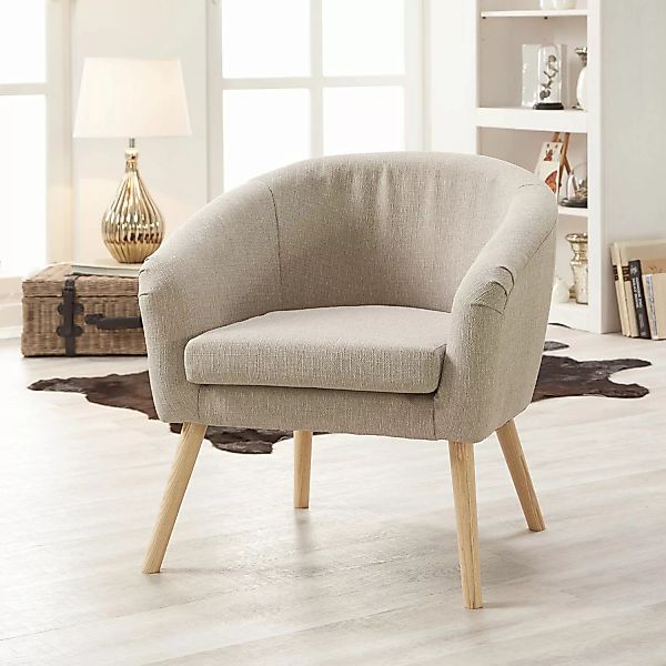 home24 Mørteens Sessel Ida II Cappuccino Webstoff 73x73x69 cm (BxHxT) günstig online kaufen